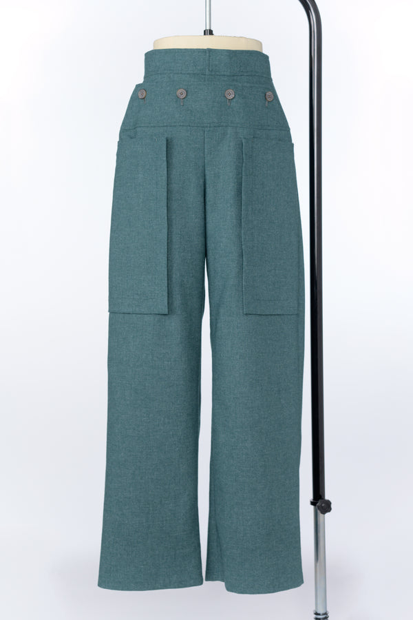 【RURI W. / ルリ】SAILOR WIDE TACK PANTS / Blue Green