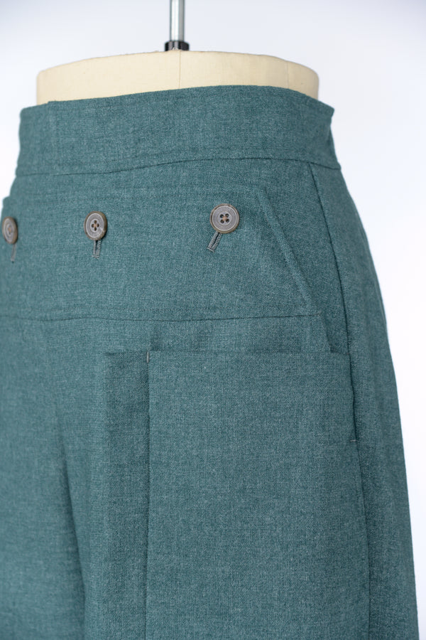 【RURI W. / ルリ】SAILOR WIDE TACK PANTS / Blue Green