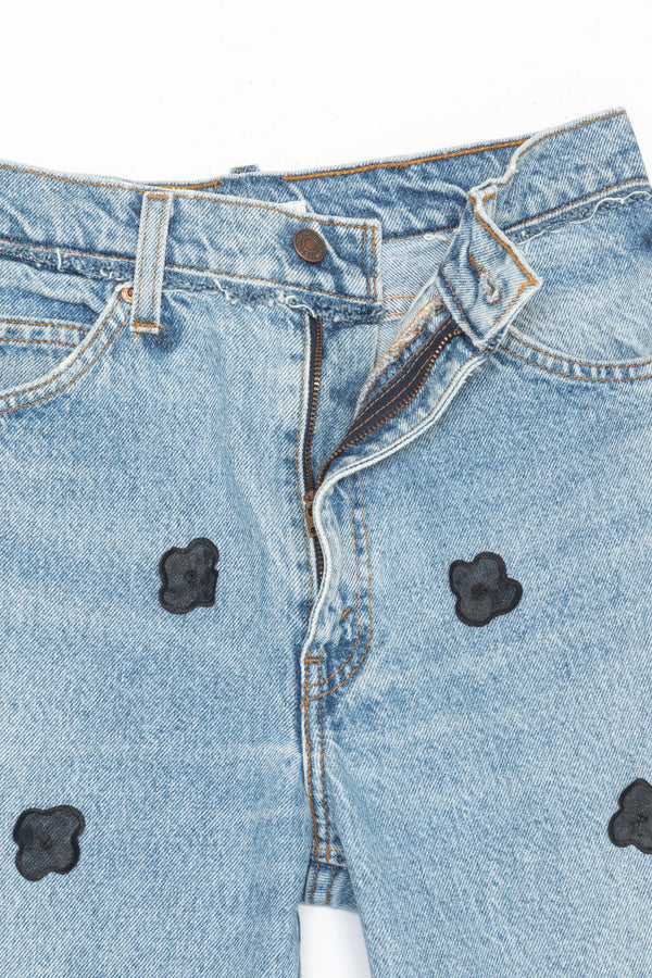 【 RIVER 】LEVIS REMAKE DENIM - BACK TUCK - / Black Flower