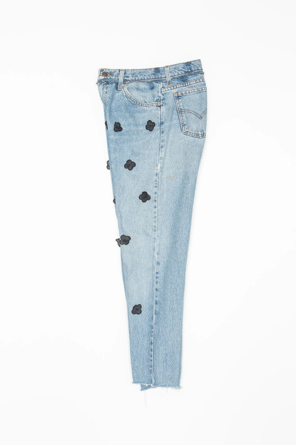 【 RIVER 】LEVIS REMAKE DENIM - BACK TUCK - / Black Flower