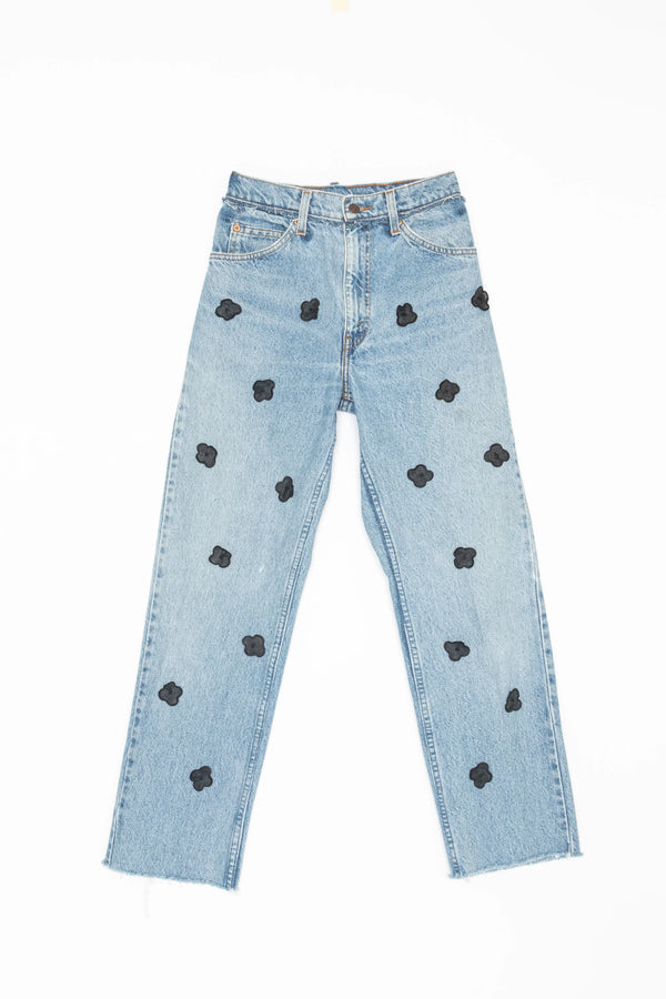 【 RIVER 】LEVIS REMAKE DENIM - BACK TUCK - / Black Flower