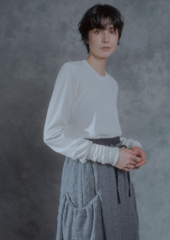 【RURI W. / ルリ】PIQUE EXTENDED L/S TEE / Ivory