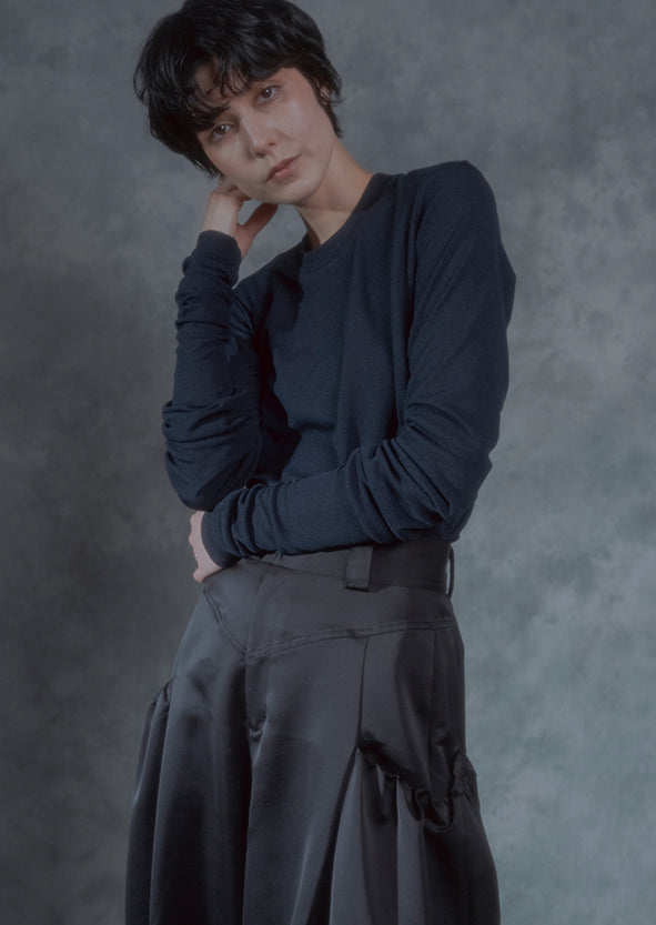 【RURI W. / ルリ】PIQUE EXTENDED L/S TEE / Navy
