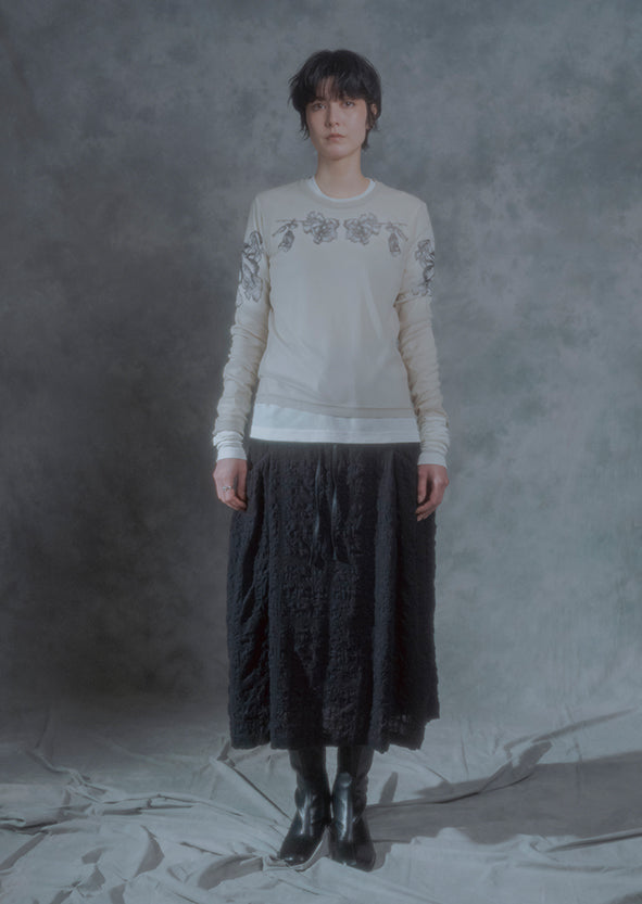 【RURI W. / ルリ】ROSE POWER NET L/S TEE  / Ivory
