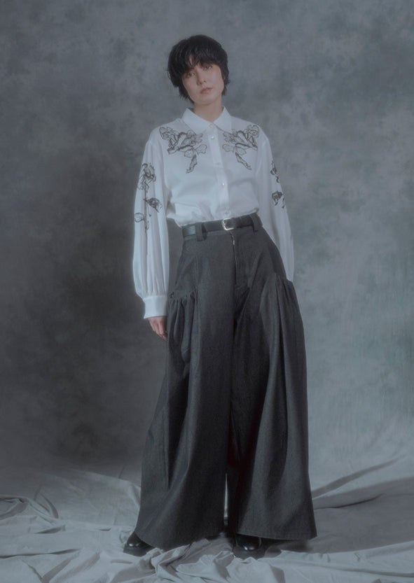 【RURI W. / ルリ】ROSE COTTON LINEN SHIRT / White