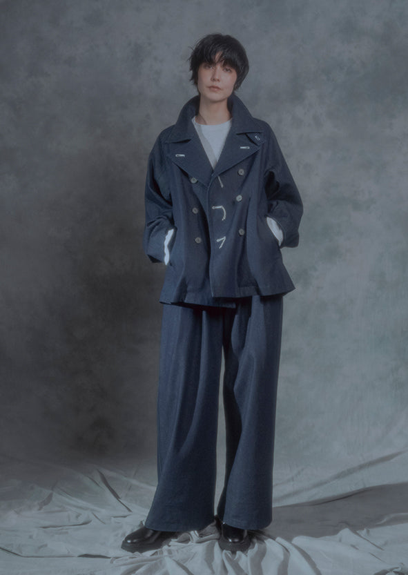 【RURI W. / ルリ】BACK TUCK PEACOAT #2 / Navy Denim