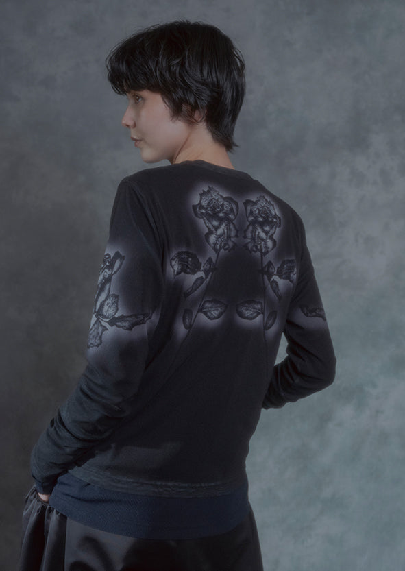 【RURI W. / ルリ】ROSE POWER NET L/S TEE  / Navy