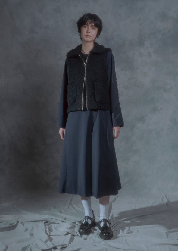 【RURI W. / ルリ】BOA DOUBLE ZIP VEST / Black