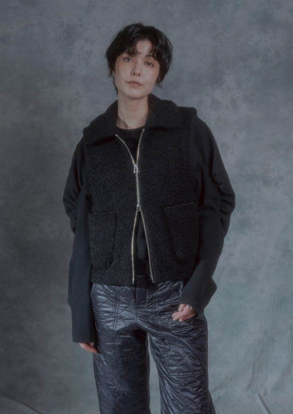 【RURI W. / ルリ】BOA DOUBLE ZIP VEST / Black