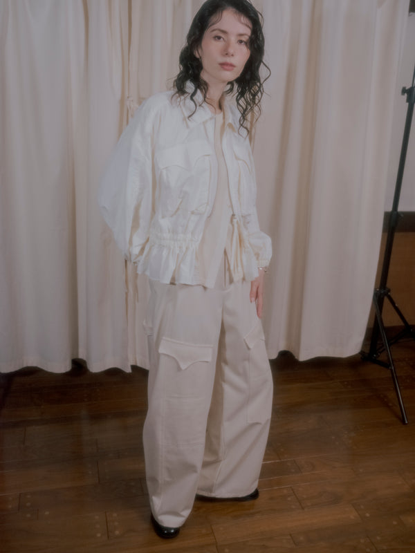 【RURI W. / ルリ】NYLON GATHERED JACKET / Off White