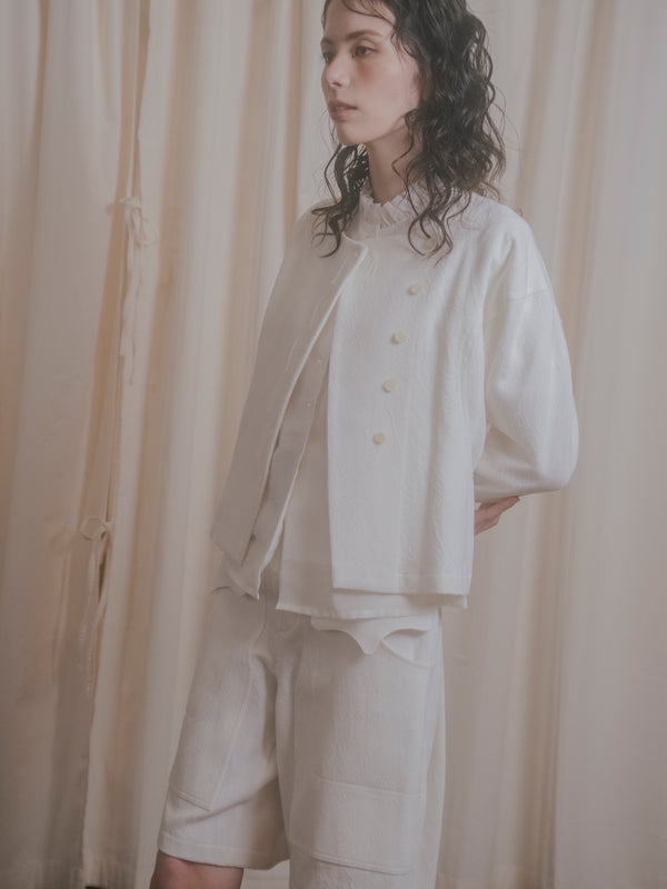 【RURI W. / ルリ】LOOSE DENIM CARDI-JACKET / White
