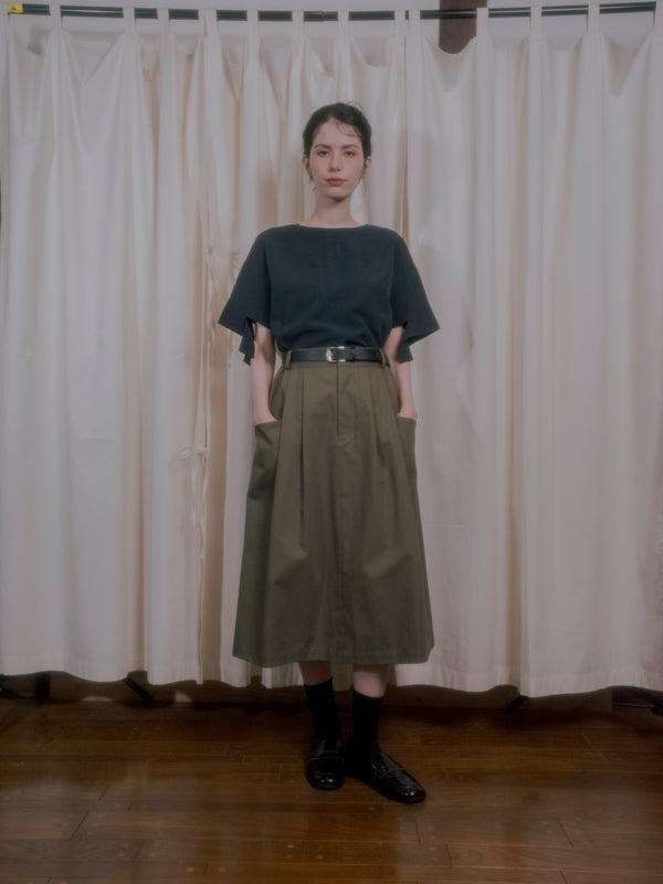 【RURI W. / ルリ】SPLIT CUFF BLOUSE / Navy