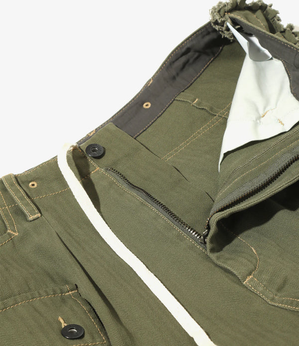 【 RhodolirioN 】UTILITY PANT - HERRINGBONE - / Olive