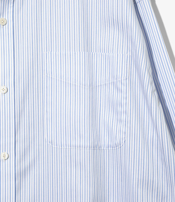 【 RhodolirioN 】DOUBLE LAYER BD SHIRT DRESS - Stripe - / White × Blue