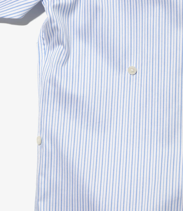 【 RhodolirioN 】DOUBLE LAYER BD SHIRT DRESS - Stripe - / White × Blue