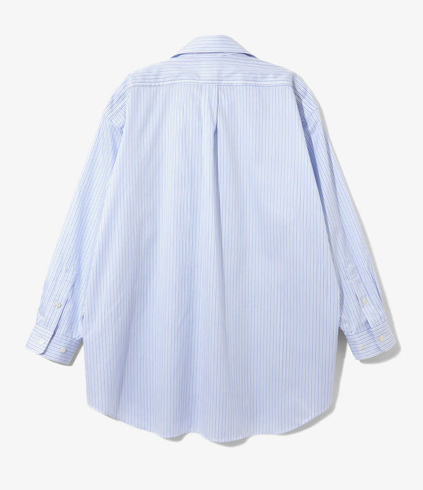 【 RhodolirioN 】DOUBLE LAYER BD SHIRT DRESS - Stripe - / White × Blue