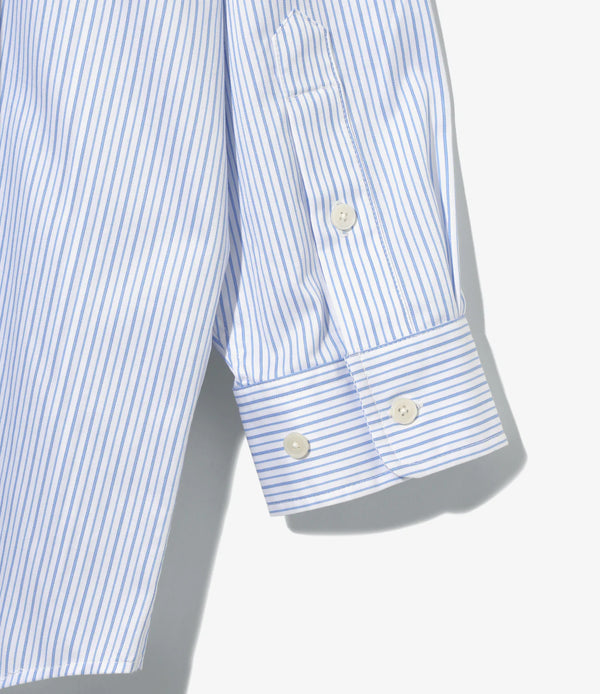 【 RhodolirioN 】DOUBLE LAYER BD SHIRT DRESS - Stripe - / White × Blue