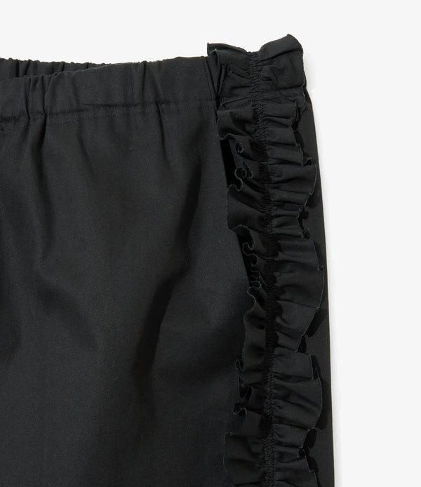 【 RhodolirioN 】FRILL SIDE FLARE PANT - TWILL - / Black