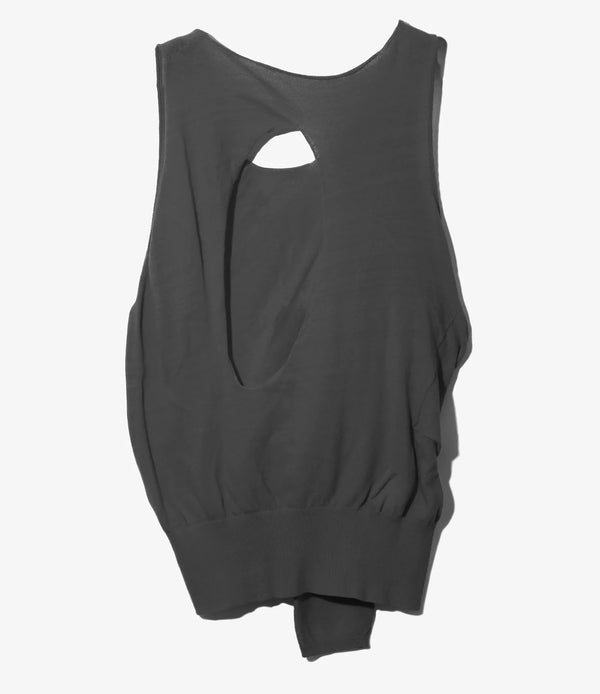 【 RhodolirioN 】KNOT TANK TOP - SHEER - / H. Grey