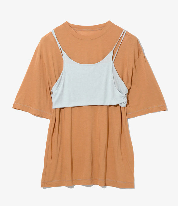 【 RhodolirioN 】CAMISOLE TOP & LOOSE FITTING TEE - UNIT TOPS - / Beige