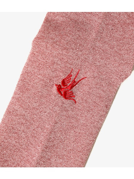 【 RhodolirioN 】SWALLOW STITCH GLITTER SOCKS / Pink