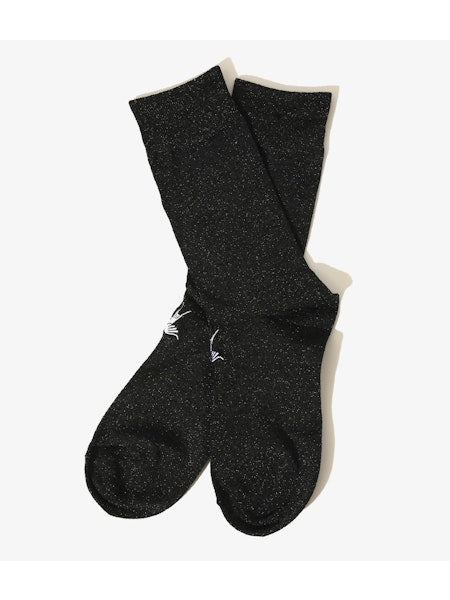 【 RhodolirioN 】SWALLOW STITCH GLITTER SOCKS / Black