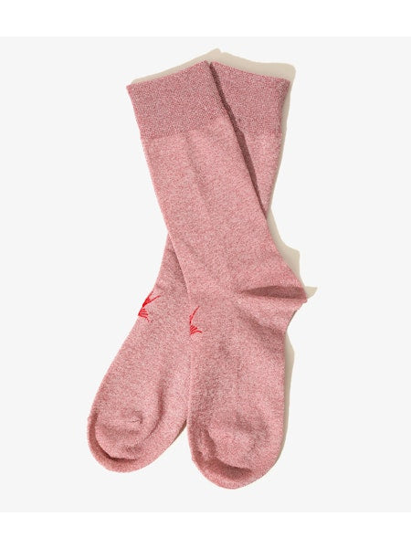 【 RhodolirioN 】SWALLOW STITCH GLITTER SOCKS / Pink