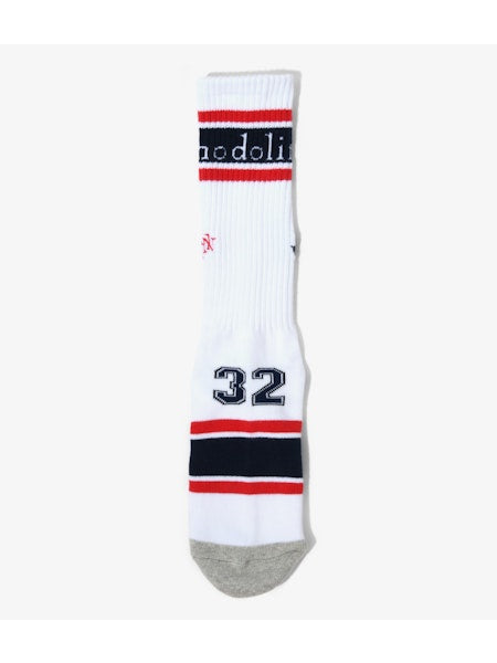【 RhodolirioN 】LINE & NUMBERING SOCKS / White