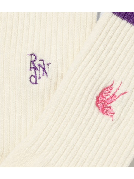 【 RhodolirioN 】LINE & NUMBERING SOCKS / Natural