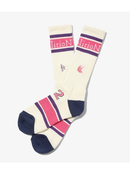 【 RhodolirioN 】LINE & NUMBERING SOCKS / Natural