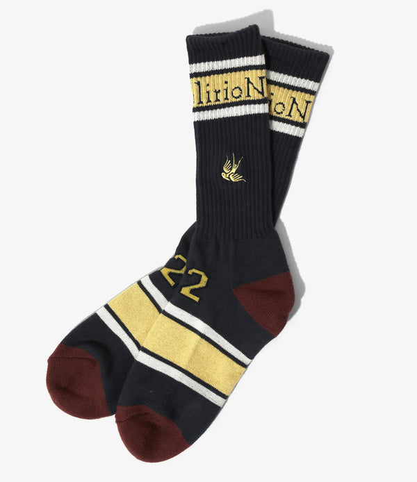 【 RhodolirioN 】LINE & NUMBERING SOCKS / Navy