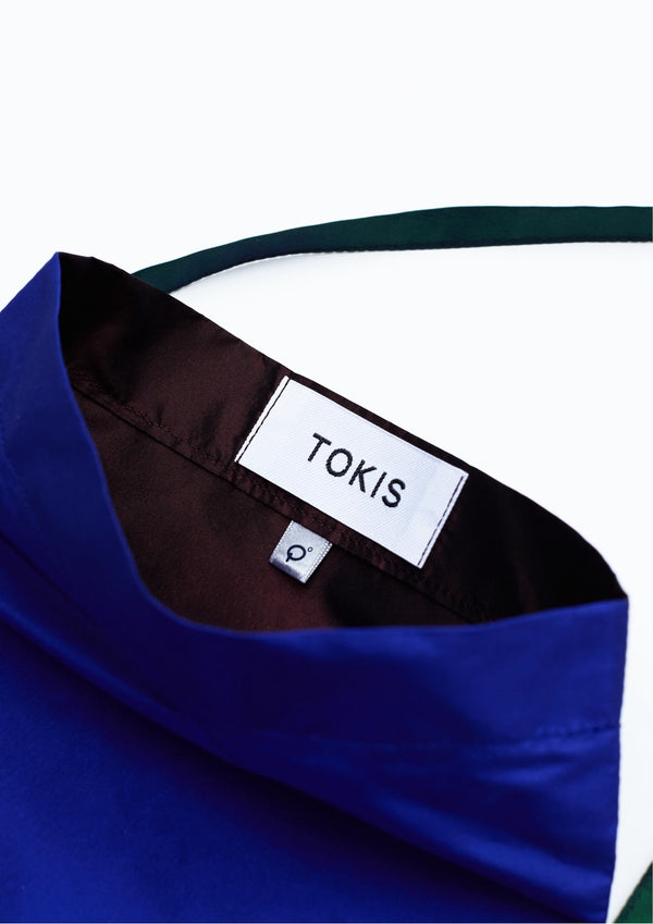 【pop up dress】TRIAD SILK SACOCHE for TOKIS / Blue × Brown × Green
