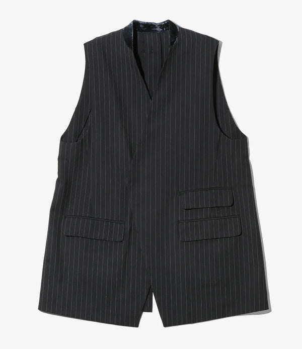 【 RhodolirioN 】CHANGE POCKET VEST - GABARDINE - / Navy Stripe