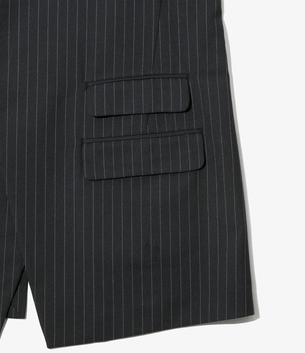 【 RhodolirioN 】CHANGE POCKET VEST - GABARDINE - / Navy Stripe