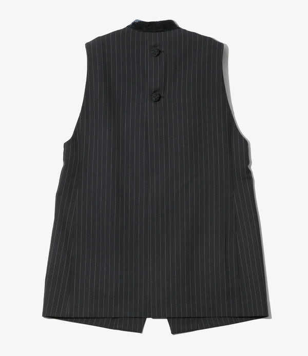 【 RhodolirioN 】CHANGE POCKET VEST - GABARDINE - / Navy Stripe
