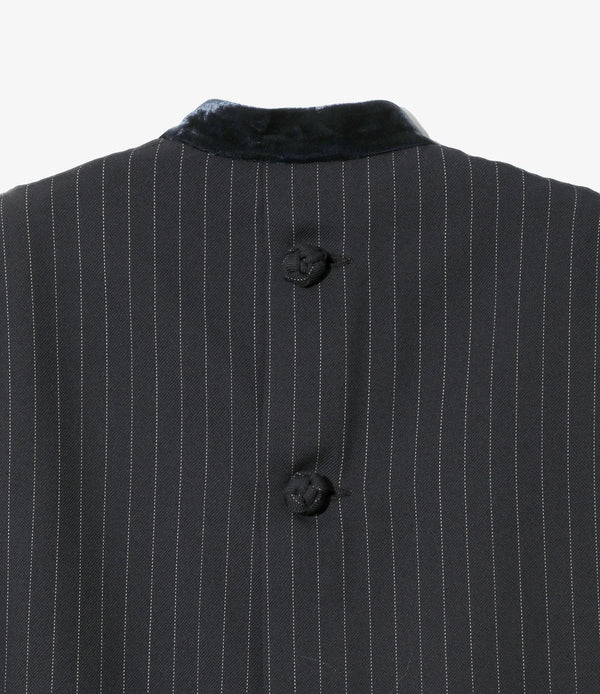 【 RhodolirioN 】CHANGE POCKET VEST - GABARDINE - / Navy Stripe