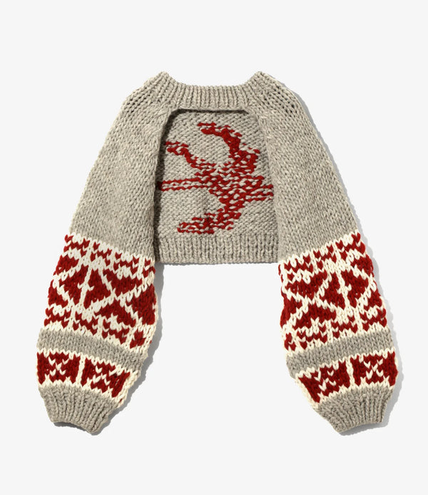 【 RhodolirioN 】COWICHAN KNIT BOLERO / Greige