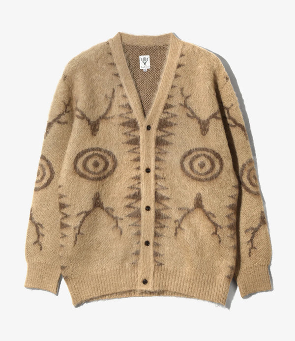 【 South2 West8 】V-NECK CARDIGAN SWEATER - SKULL&TARGET - / Beige