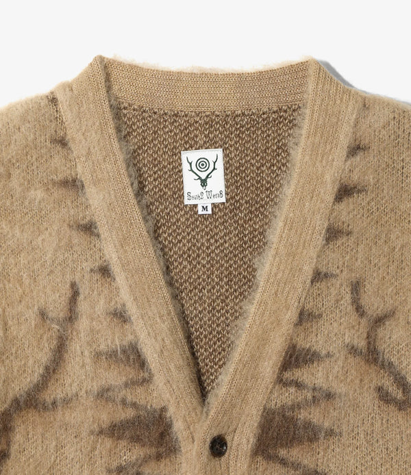 【 South2 West8 】V-NECK CARDIGAN SWEATER - SKULL&TARGET - / Beige