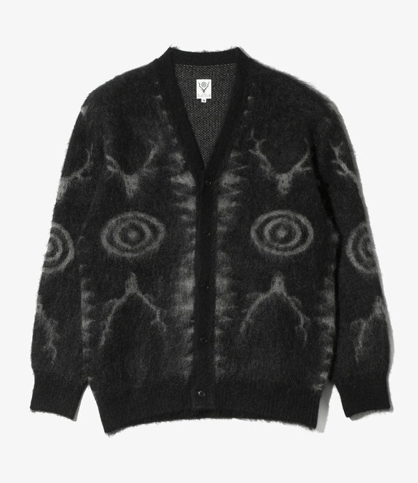 【 South2 West8 】V-NECK CARDIGAN SWEATER - SKULL&TARGET - / Black