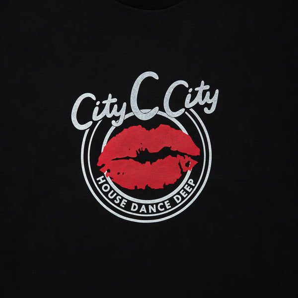 【 CITY COUNTRY CITY 】COTTON T-SHIRT_DEEP KISS / Black