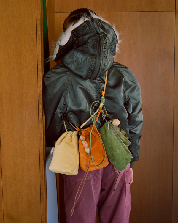 【hobo】GEOMETRIC WOOD BEADS KEY RING - with BRASS - / Brown