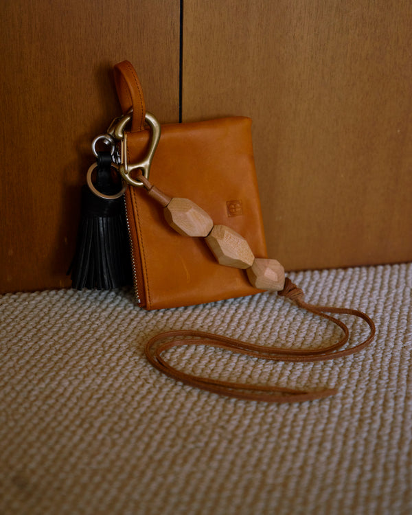 【hobo】GEOMETRIC WOOD BEADS KEY RING - with BRASS - / Brown