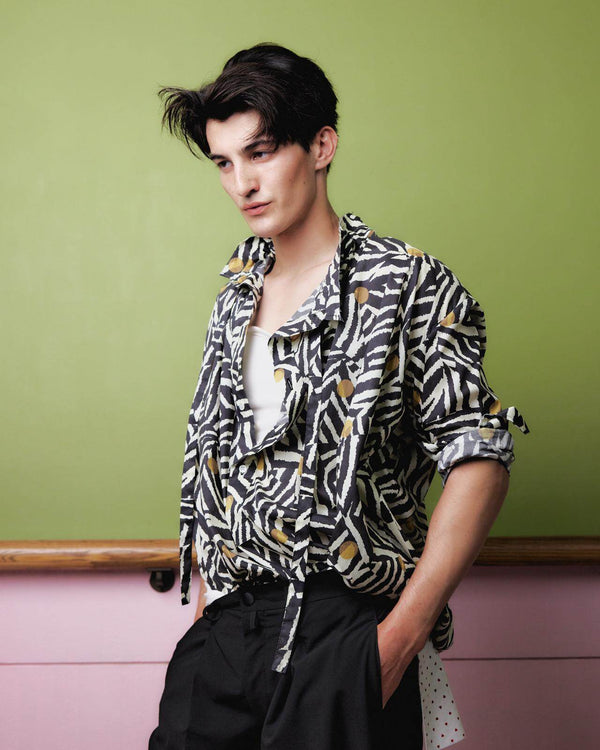 【 HOMMENA 】NIP SLIP ANTIQUE SHIRT / Zebra