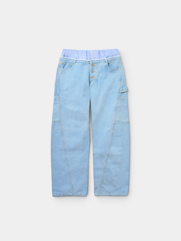【 HOMMENA 】EXPOSED SKIN DENIM PANTS / Blue Stripe