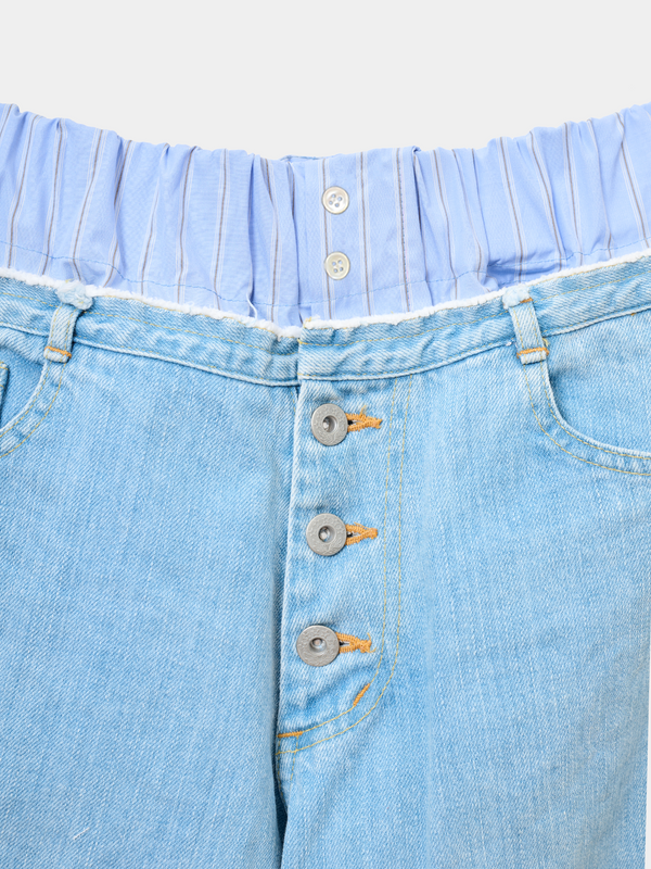 【 HOMMENA 】EXPOSED SKIN DENIM PANTS / Blue Stripe