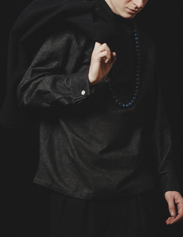 【m's braque】DEADSTOCK BEADS SEPARABLE NECKLACE / Navy × Metallic Grey × Metal