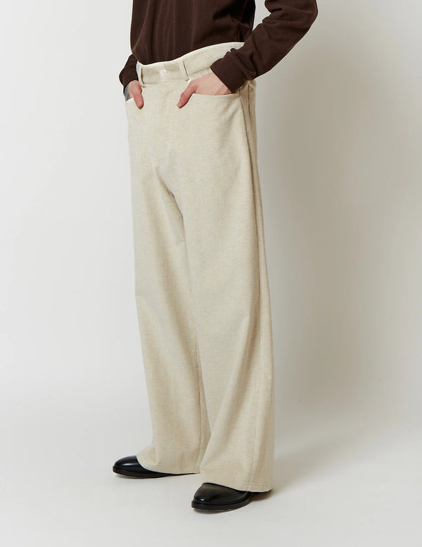 【m's braque】GATHERD WAIST WIDE PANTS / Ivory