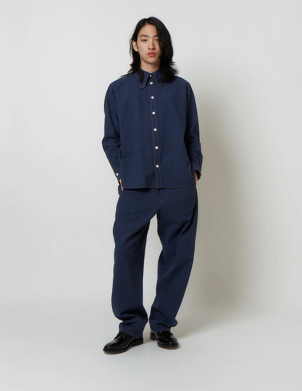 【m's braque】DOG EAR COLLAR SHIRT / Light Indigo