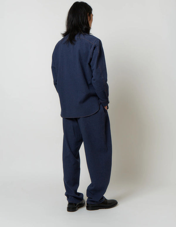 【m's braque】DOG EAR COLLAR SHIRT / Light Indigo